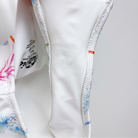 Chubbies White Multi Watercolor Pineapple Print One Piece Swimsuit Small - Picture 7 of 8